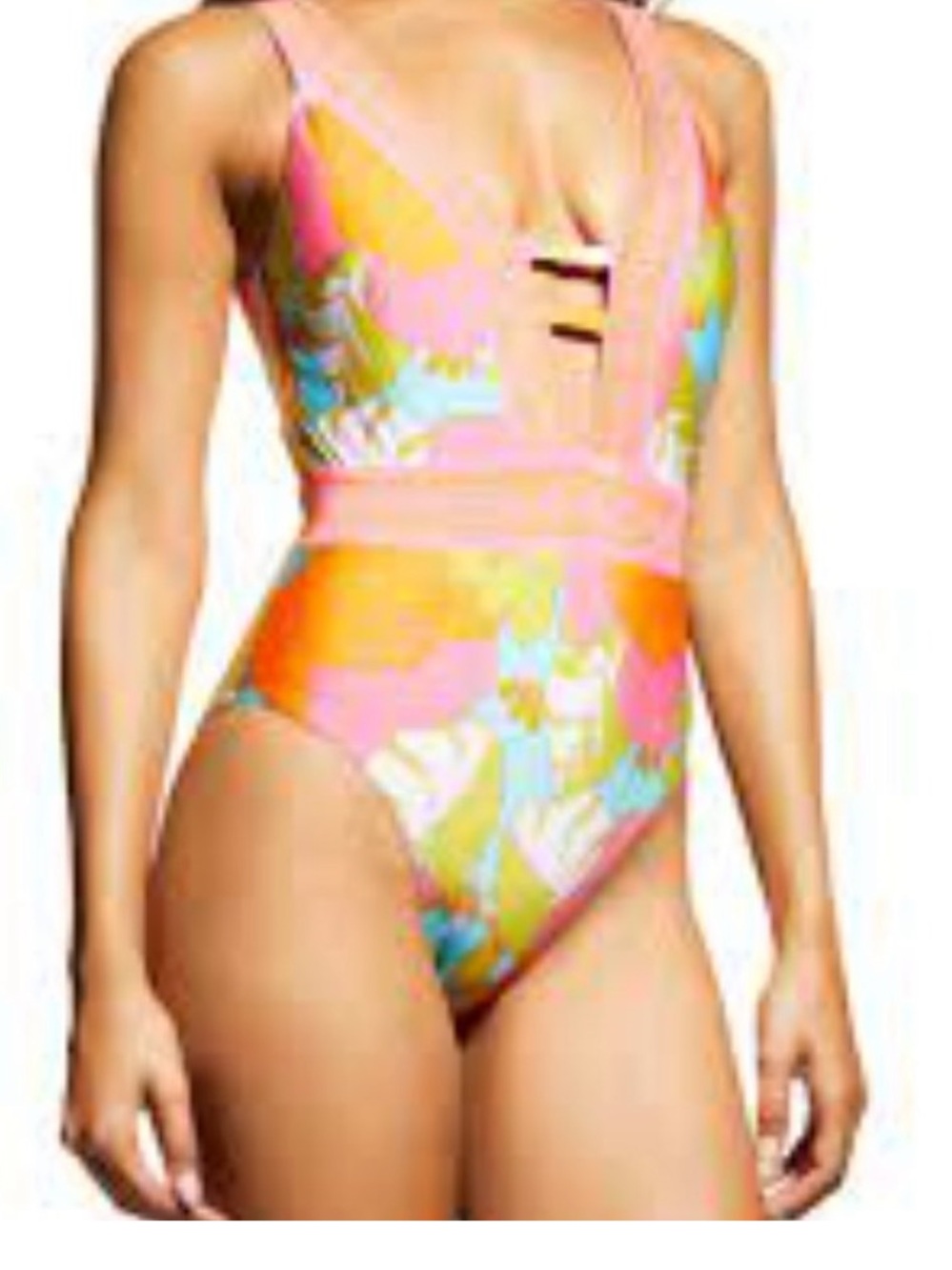 Trina Turk Pink Floral-Trim One-Piece Swimsuit size 10